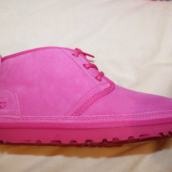 NIB UGG WOMEN NEUMEL TAFFY PINK SUEDE SHEARLING LINED LACE UP ANKLE WINTER BOOTS - Picture 7 of 8
